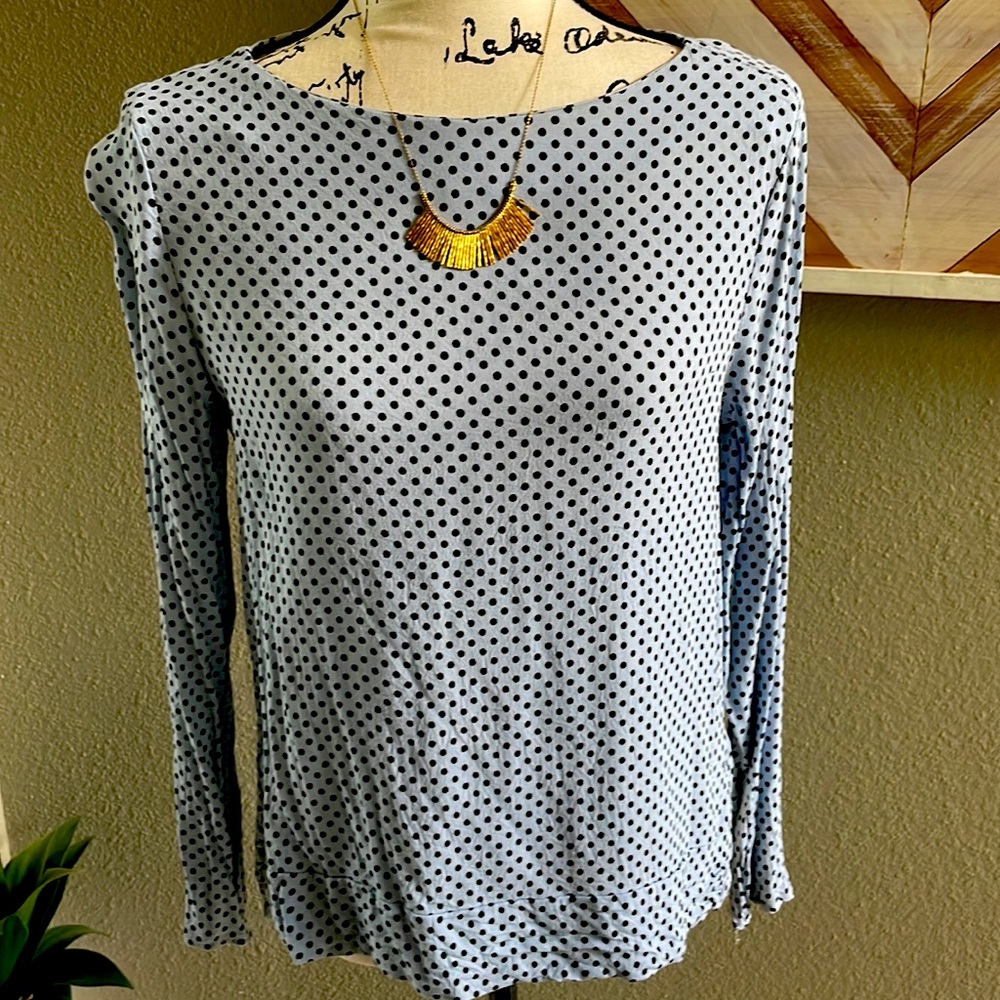 Philosophy blue polkadot blouse size medium